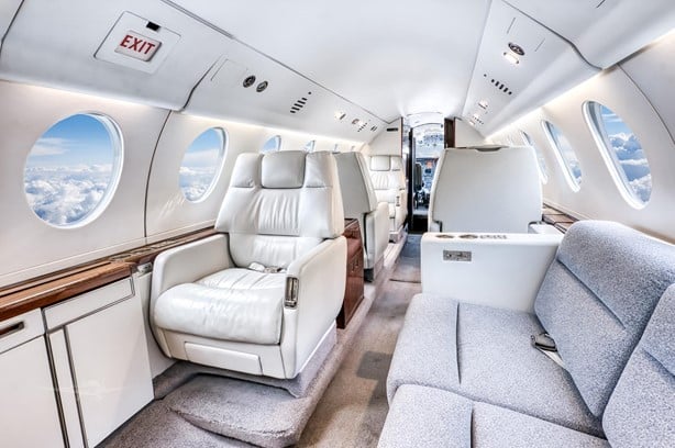 interior view of seating on dassault falcon